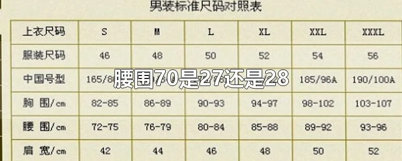 腰围70是27还是28