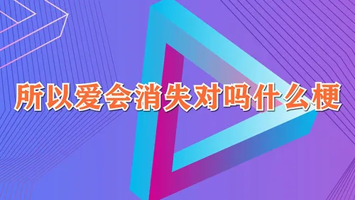 所以爱会消失对吗什么梗