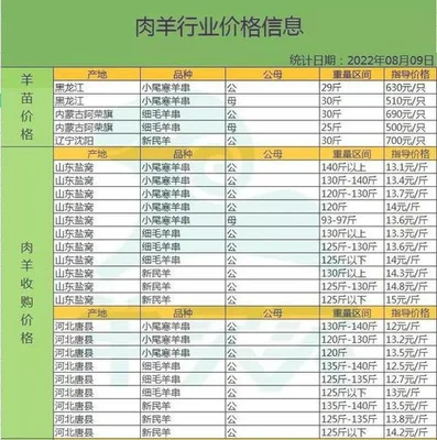 2022年活羊价格表 今日羊价20只30斤的活羊价格多少钱？